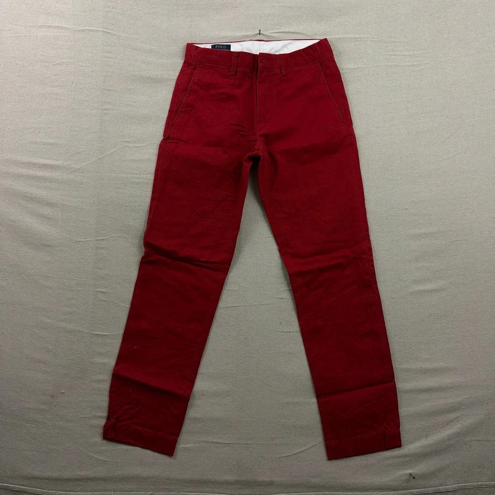 Polo‎ Ralph Lauren Chino Pants Mens 28x32 Red Slim Fit Flat Front Cotton Twill